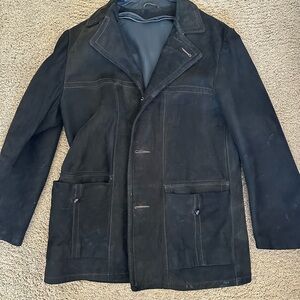 Vintage Suede Men's Chocolate Brown Leather Coat